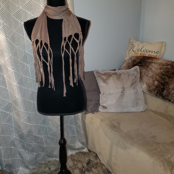 Brown Scarf with Cool Fringe - Picture 1 of 2